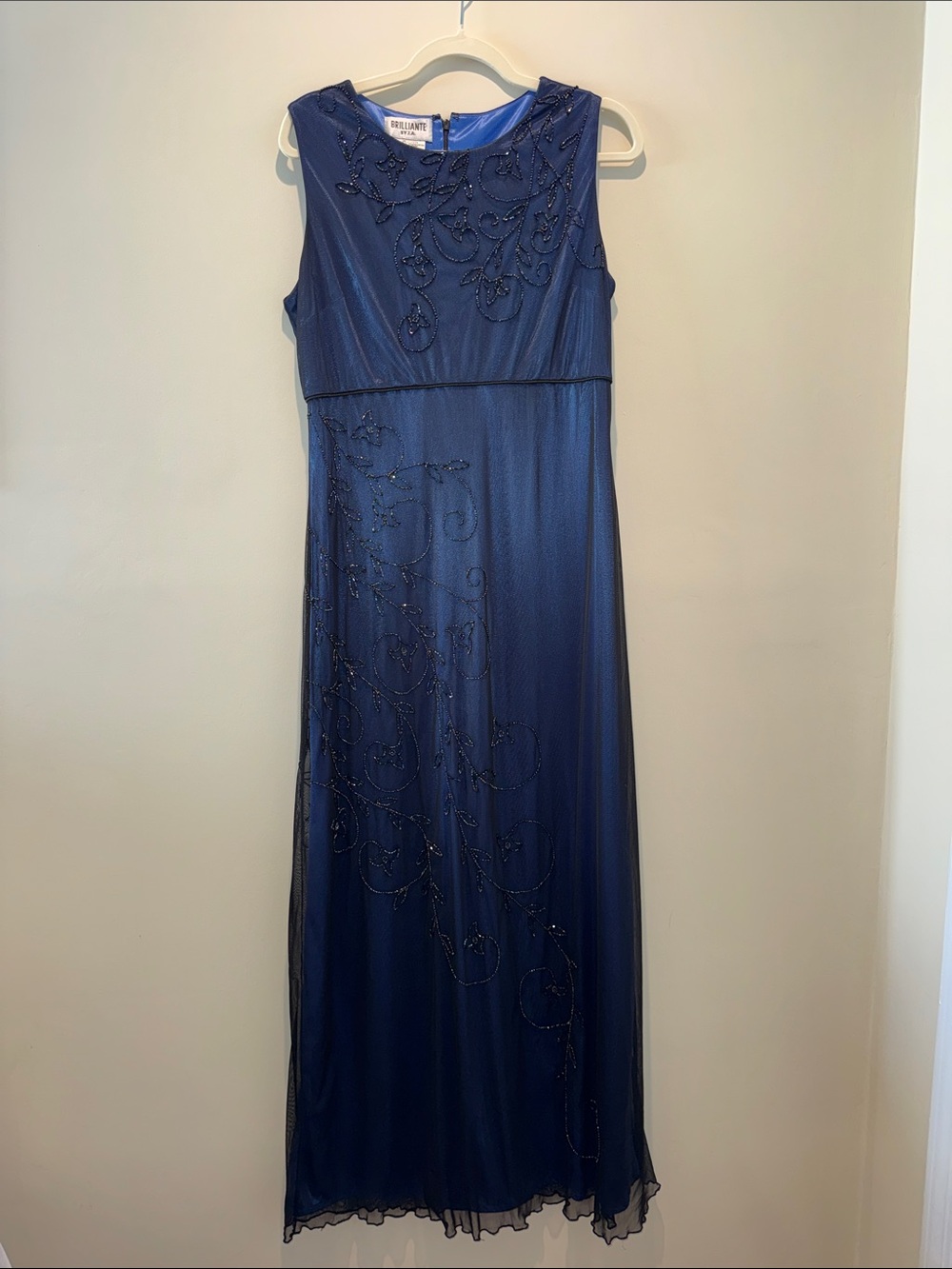 Brilliant Vintage Navy Beaded Evening Gown - Large | Whimsigoth